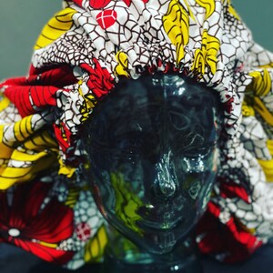 Bonnet XL doublé de satin imprimé Ankara; Bonnet de cheveux ; Bonnet en satin