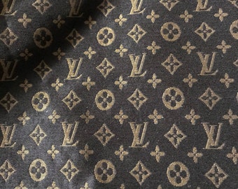 LV Louis Vuitton Inspired Cotton Linen Upholstery Beige Multicolor