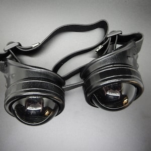 Black Goggles with Domed Light Grey Lenses