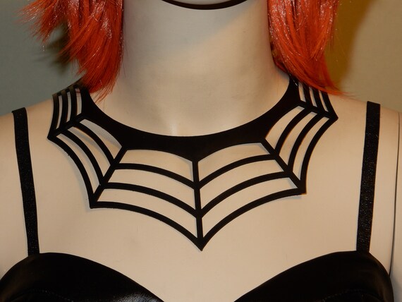 Gothic Leather Spider Web Choker - Etsy 