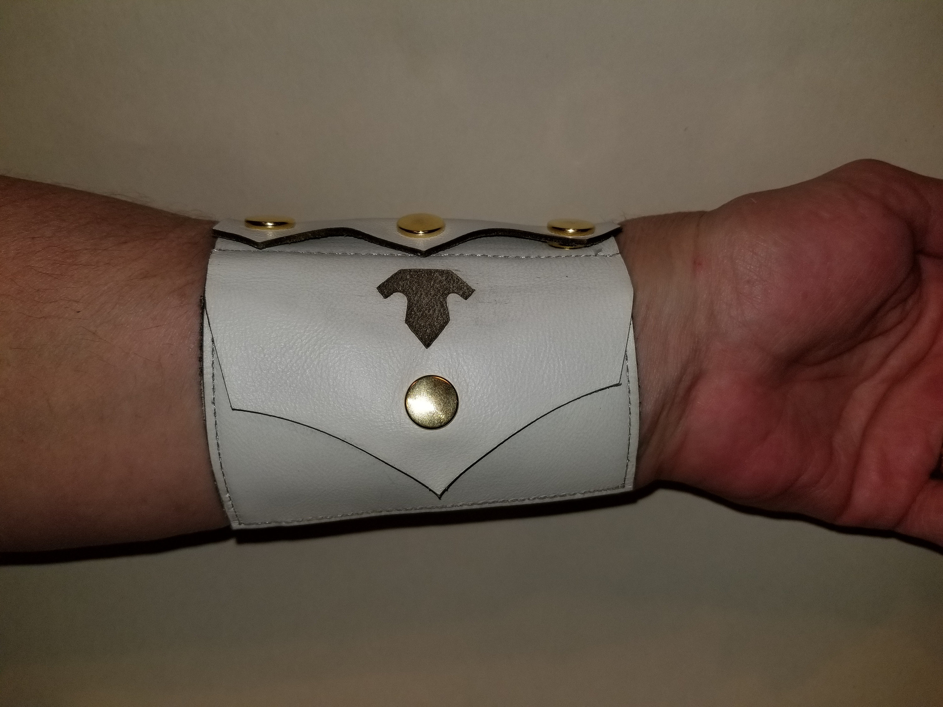 White Leather Wrist Cuff Wallet with Gold Eyelets and Snaps Etsy