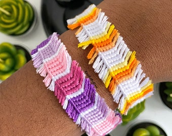 Pulseras de flecos recicladas, pulseras de amistad de alfombras de trapo de desecho