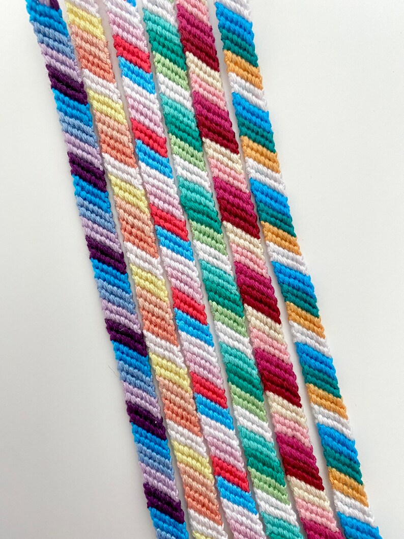 Skinny Candy Stripe Friendship Bracelets Colourful Woven Etsy