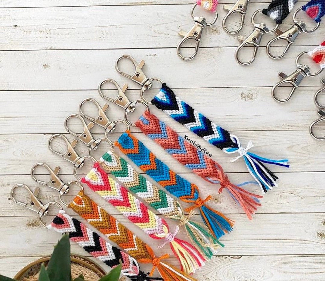 Thread Type Key Chain Custom Chevron Thread Keychains, Friendship Bracelet, Bag Charm ...