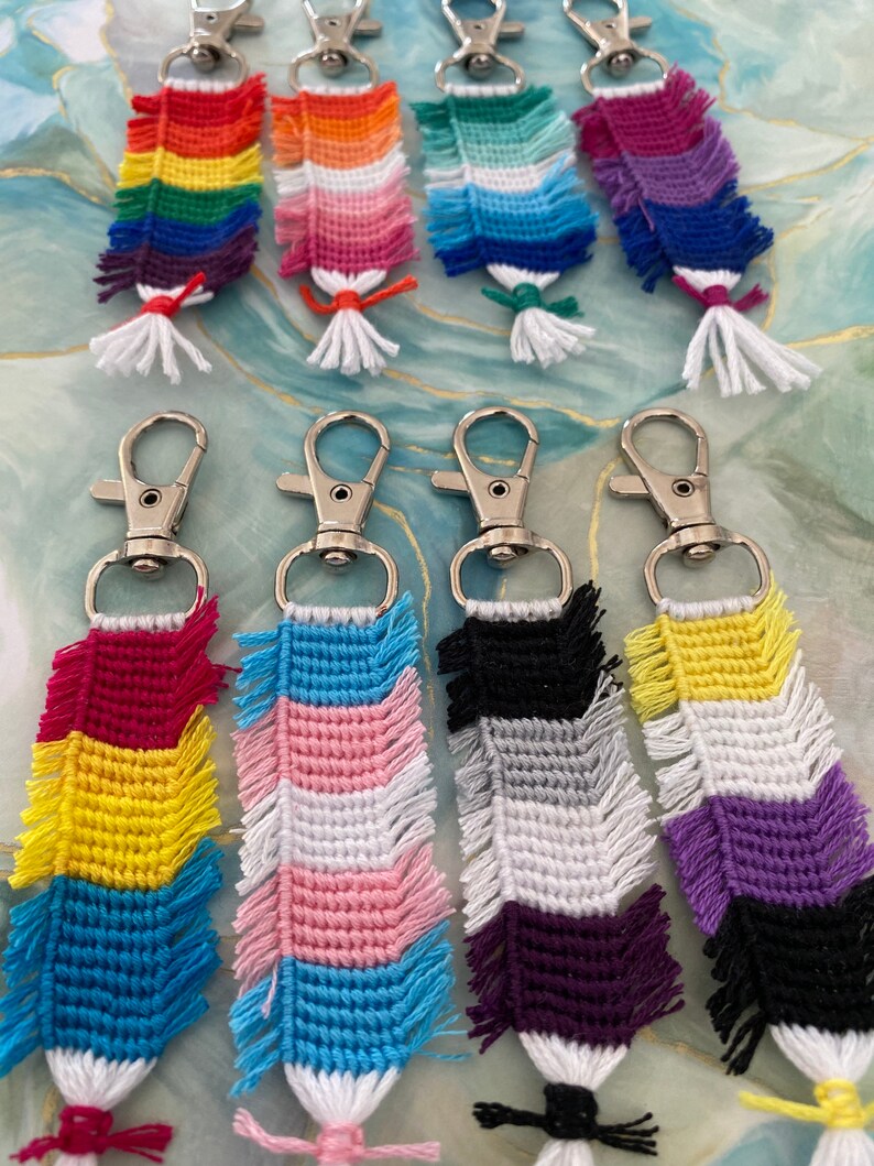 Alpha Keychains String Pride LGBTQ Pride Flag Keychains Knotted Macramé Keychains | Etsy