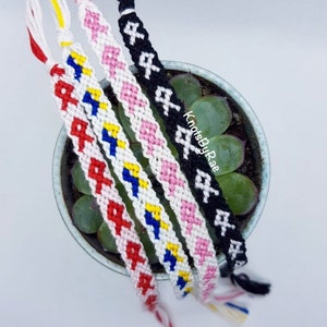 Awareness Ribbon Friendship Bracelets, Customizable, Breast Cancer, Survivor Bracelet, Down Syndrome (Made to Order)