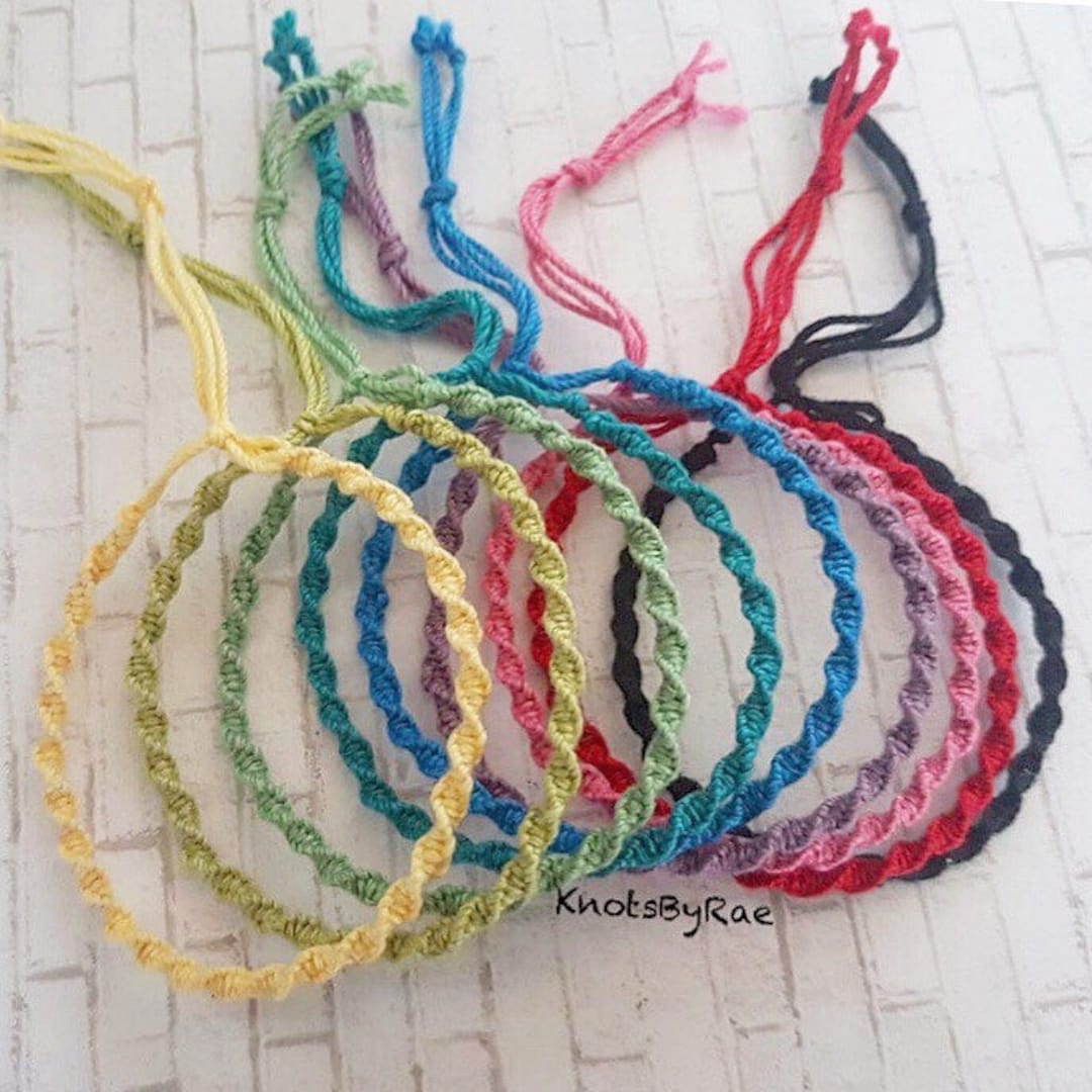 Swirl Macrame Bracelets Adjustable Twisted Friendship Bracelets in Solid Colours Etsy