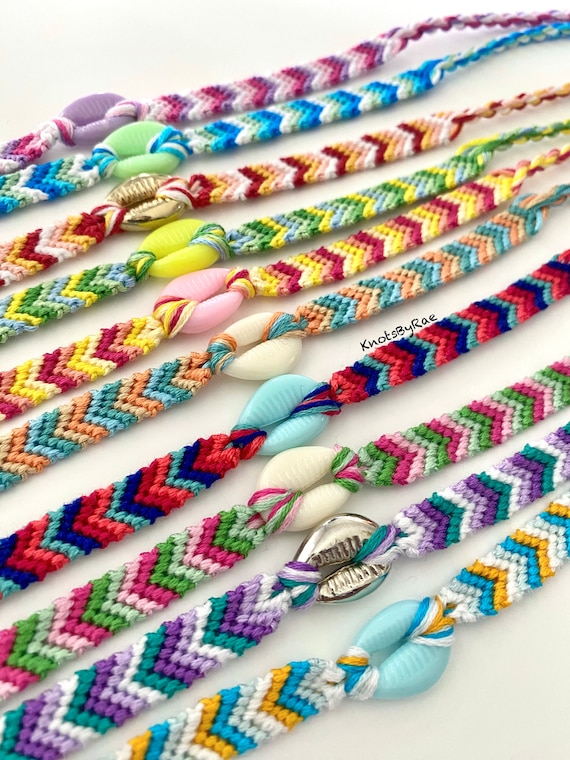 Chevron Cowrie Shell Friendship Bracelets Boho Sea Shell String Bracelets Etsy