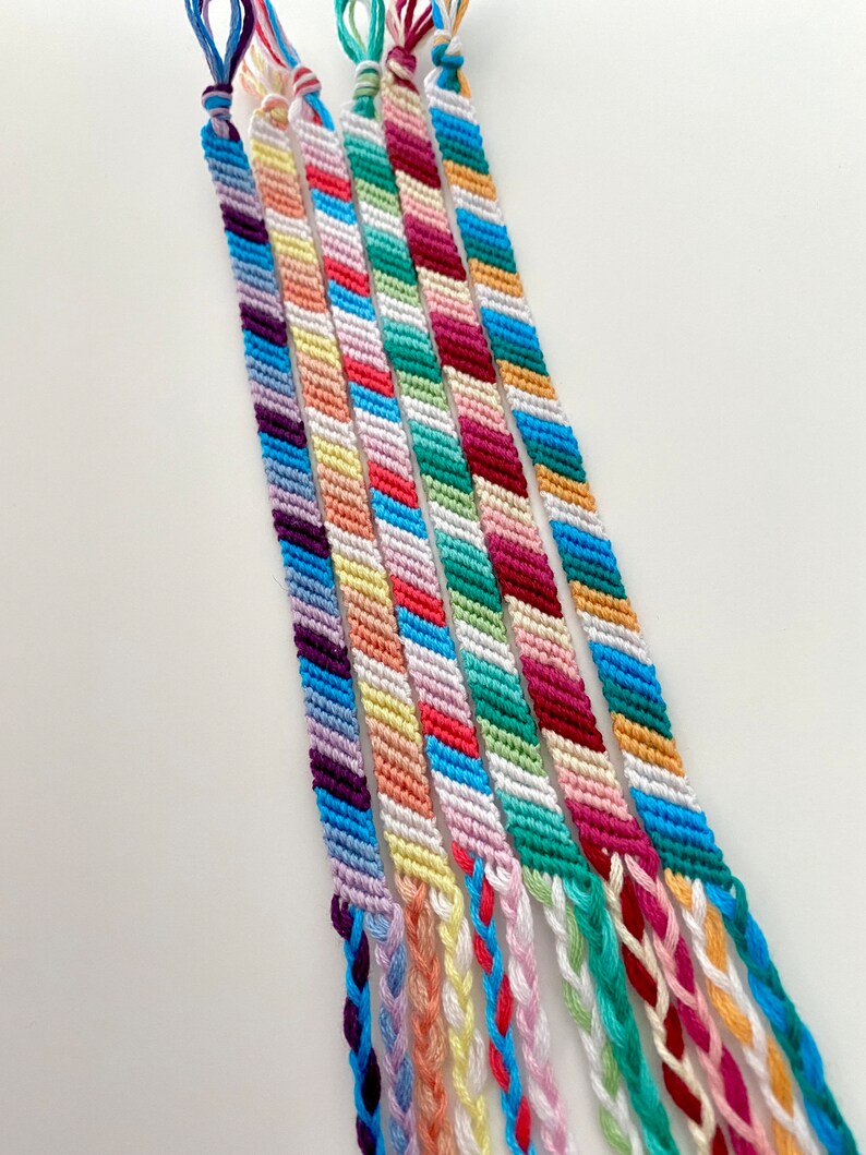 Custom Candy Stripe Friendship Bracelets Colourful Woven Etsy