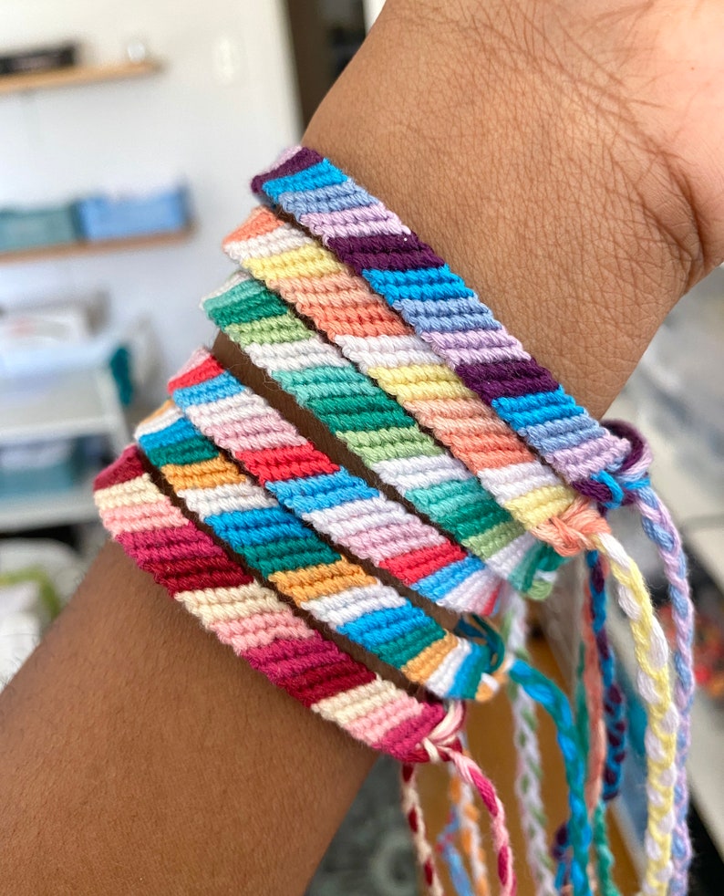 Custom Candy Stripe Friendship Bracelets Colourful Woven - Etsy