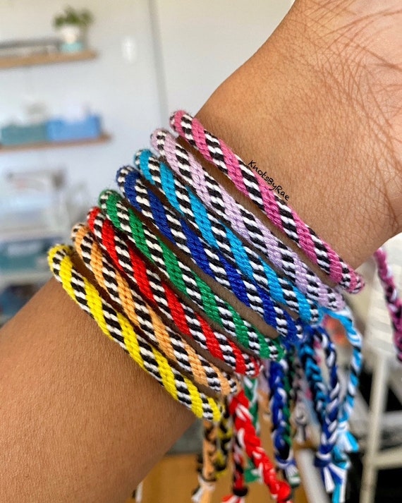 Zebra Print Kumihimo Friendship Bracelets, Stripe String Bracelets 