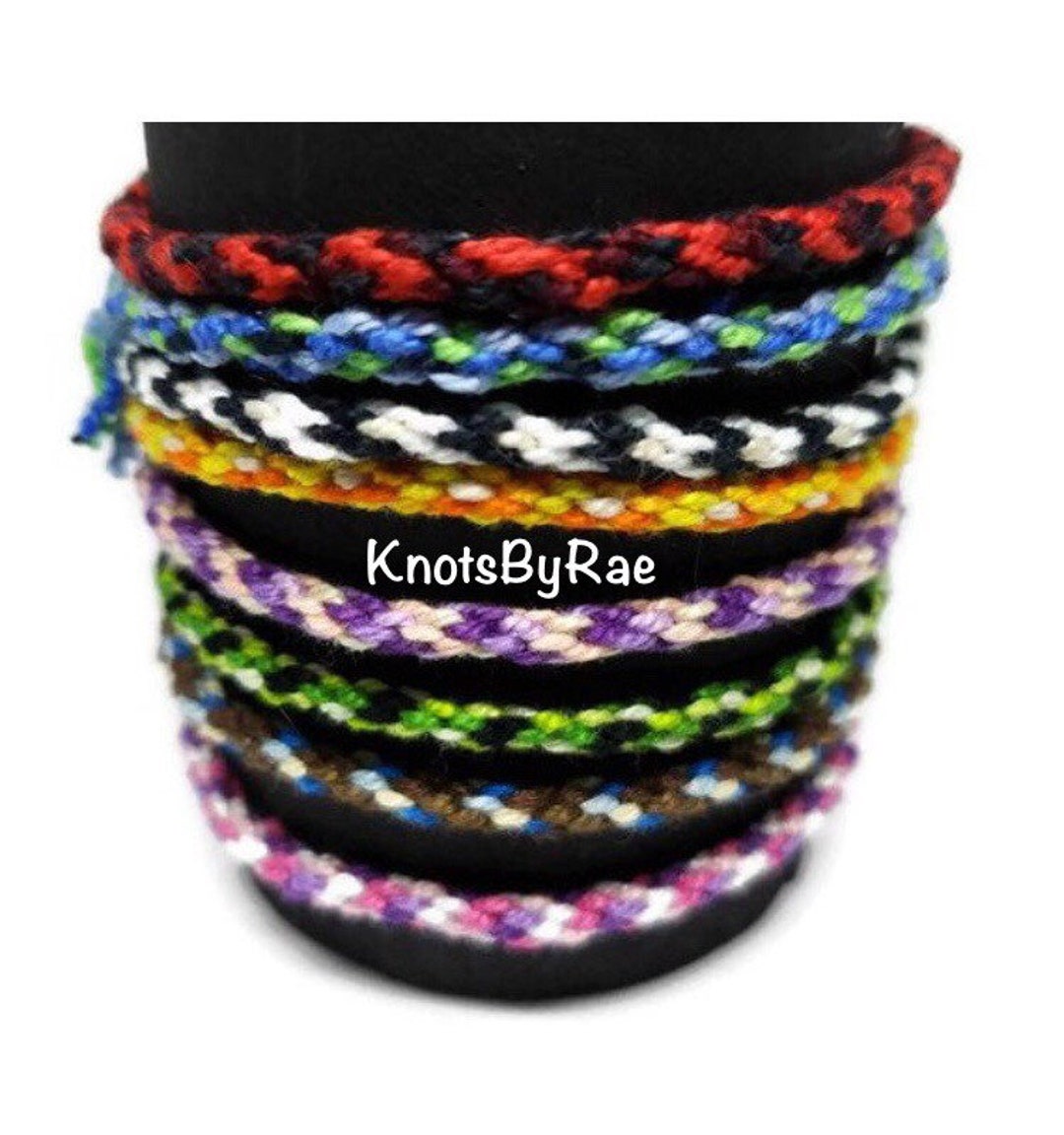 Bracciale dell'amicizia in corda nylon spirale misto piatto regolabile