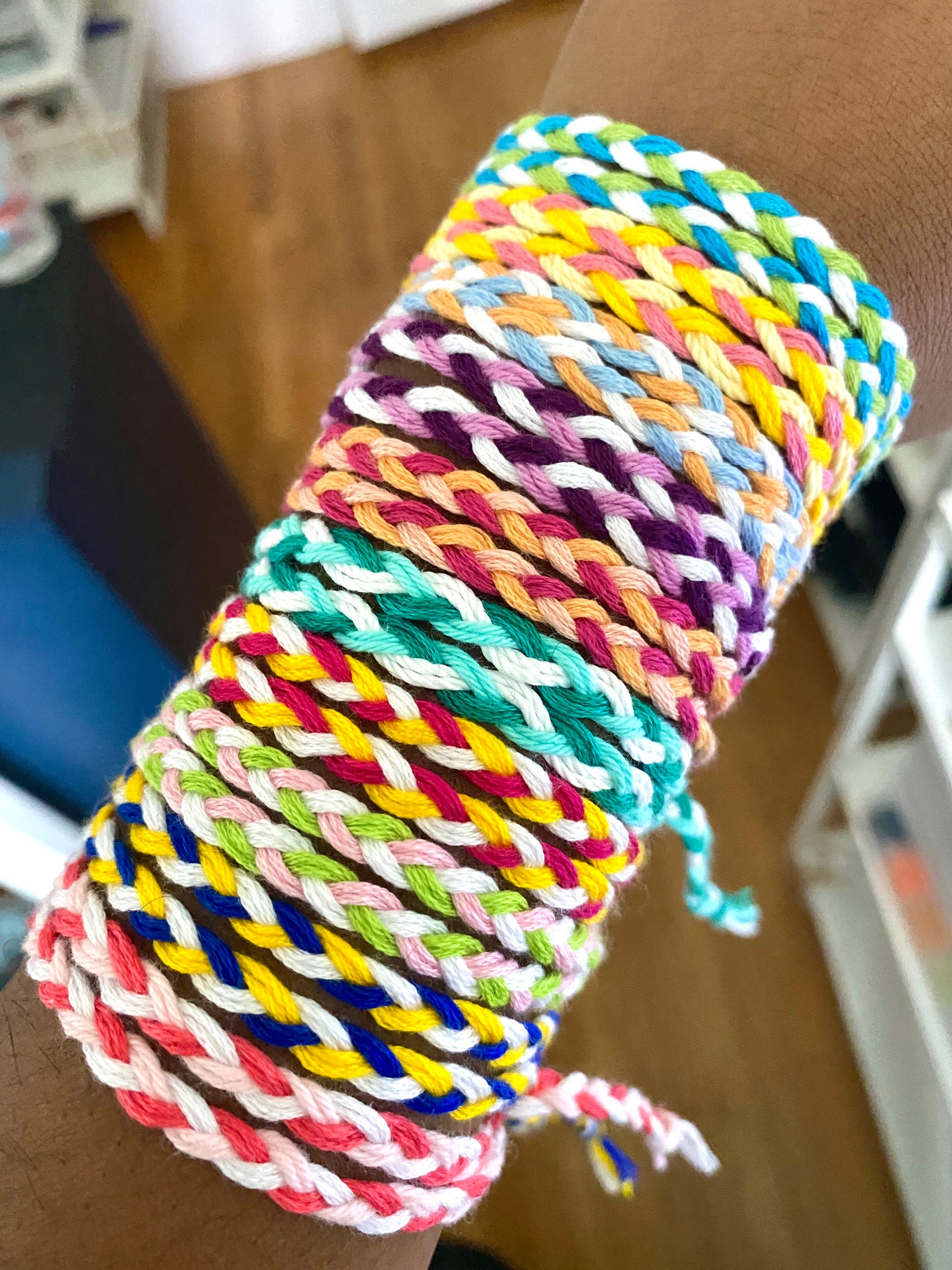 Custom Candy Stripe Friendship Bracelets, Colourful Woven String
