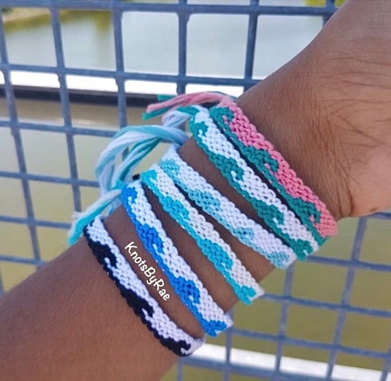 WOVEN FRIENDSHIP BRACELET THIN W/STUD - OCEAN WOVEN FRIENDSHIP BRACELET THIN W/STUD - OCEAN