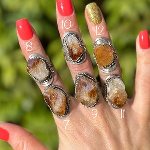 RAW CITRINE RING big handmade rings for women alpaca silver rings with natural gem rough natural gem citrine raw crystal peru ring image 4