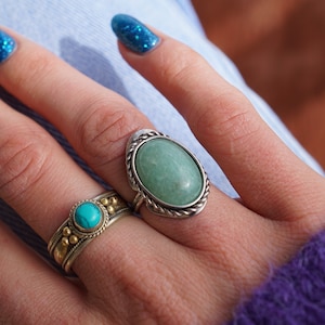 JADE RING oval handmade ring with stone natural stone rings alpaca silver ring green stone ring crystal ring green gem stone image 2