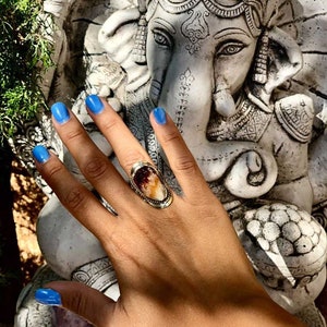 RAW CITRINE RING big handmade rings for women alpaca silver rings with natural gem rough natural gem citrine raw crystal peru ring image 8