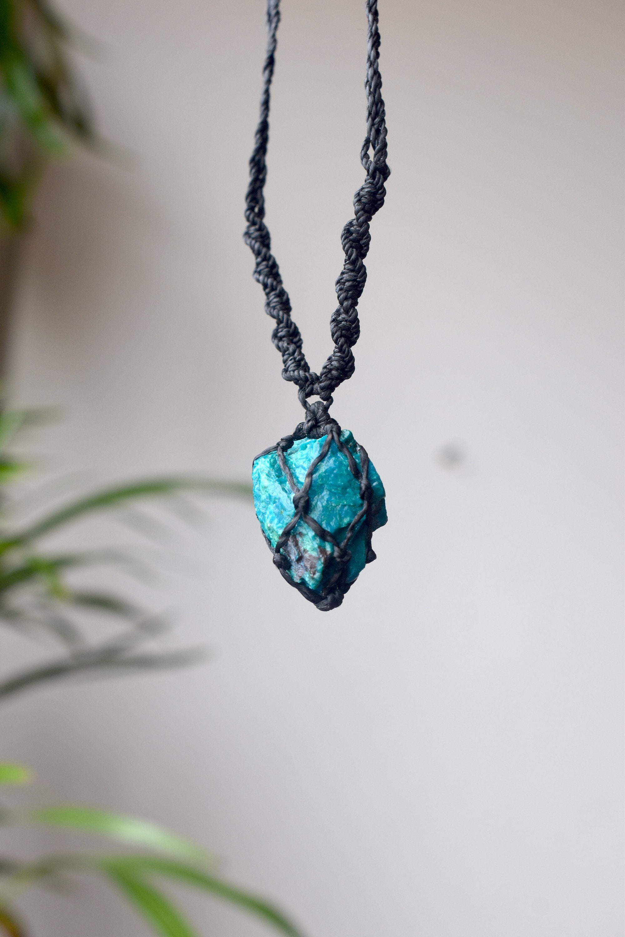 Wire Wrapped Necklace / Raw Chrysocolla Necklace for Women / Wire