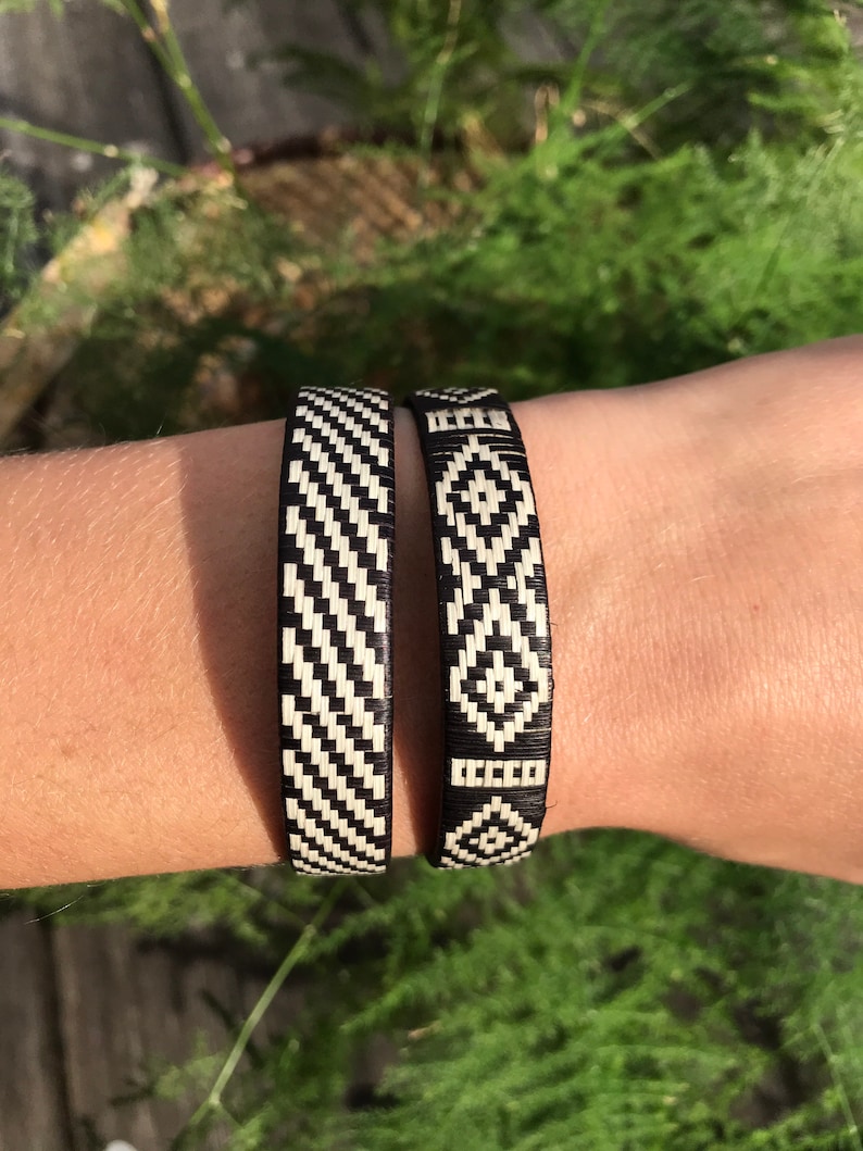 Colombian Cuff Bracelets Ca\u00f1a Flecha Bracelet for Women Hand Woven Bracelet Tribal Jewellery Black White Bracelets for Couples Boho