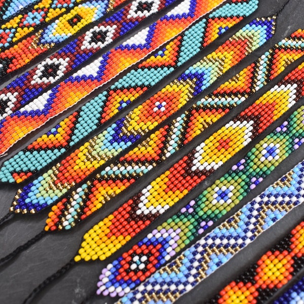 BEADED LOOM BRACELET 7 rows ~ seed bead bracelet anklets ~ loom beaded bracelet ~ boho bracelets for women men ~ ayahuasca bracelet beads