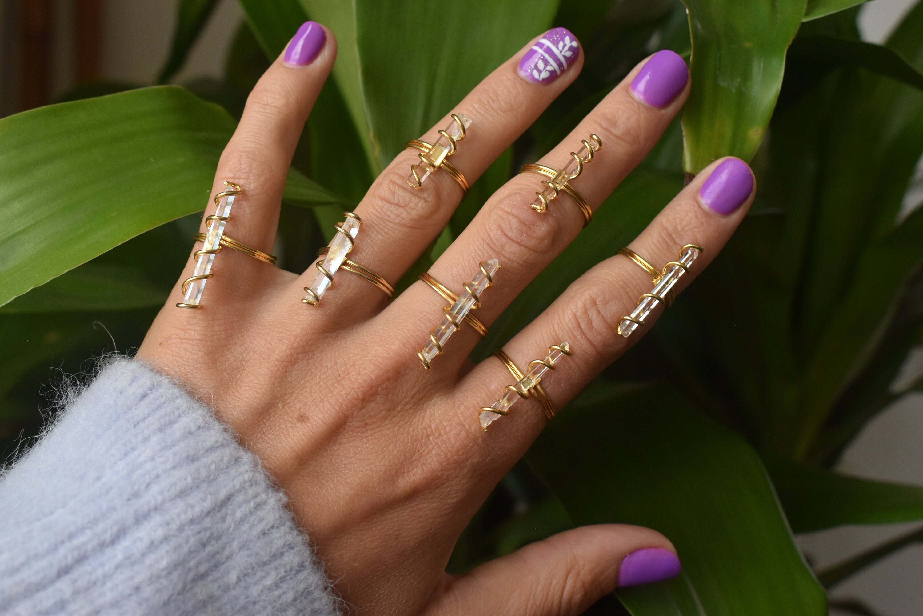 Gold wirewrapped quartz ring