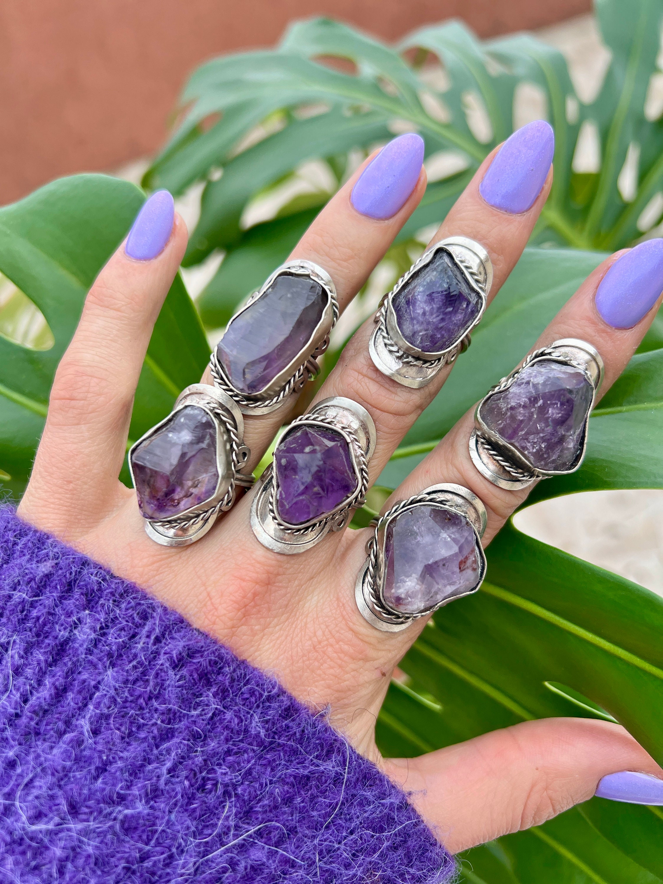 RAW AMETHYST RING ~ rough natural gem ring ~ purple crystal ring ~ ring  with purple stone ~ ring with amethyst ~ birthstone ring february