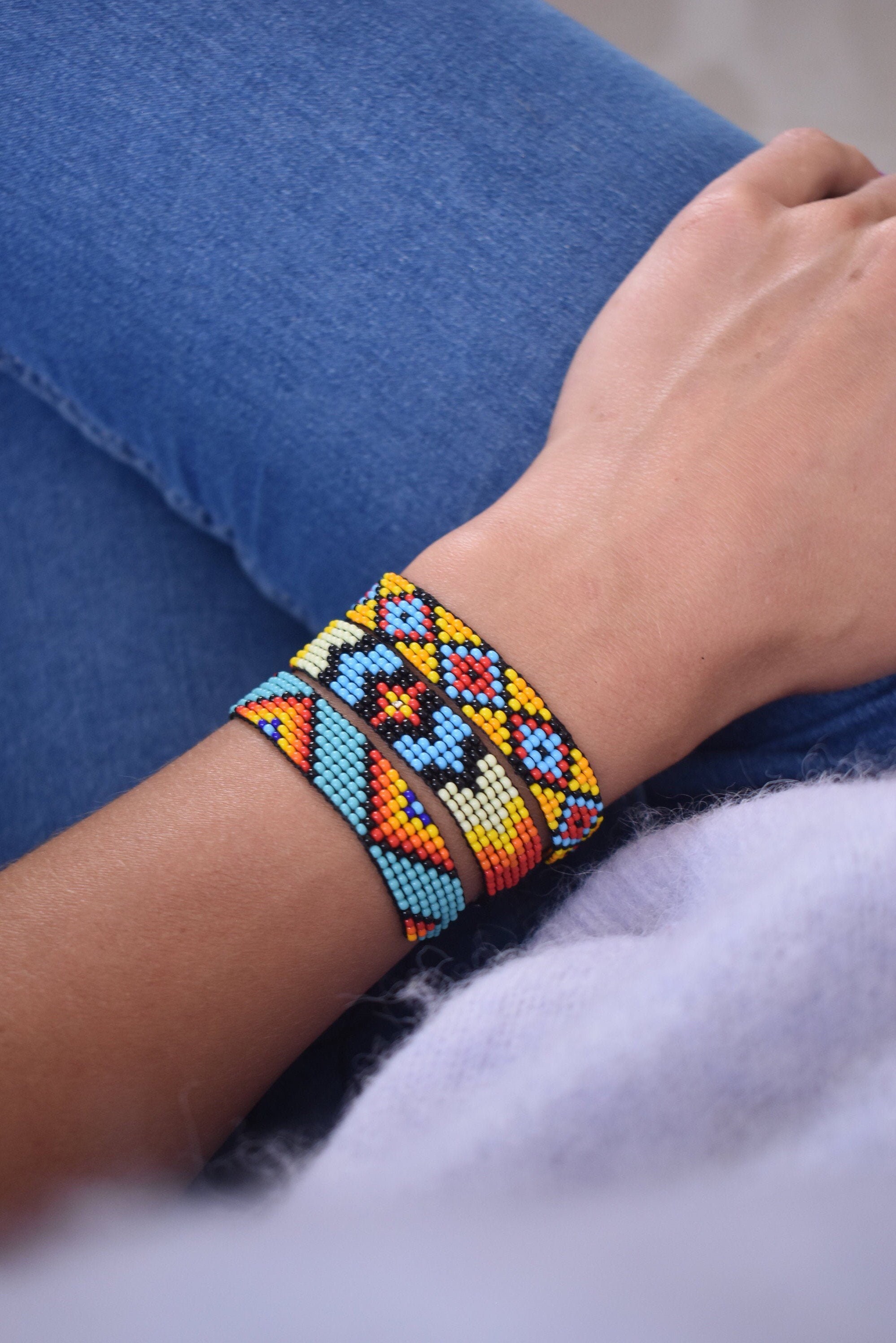 Colorful Tribal Design Bracelet Bead Loom Pattern - Megan's Beaded Designs