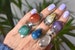 TUMBLED STONE RING ~ big crystal ring ~ natural stone rings ~ chunky hippie ring ~ silver vintage ring ~ pink agate ring ~ blue green gems