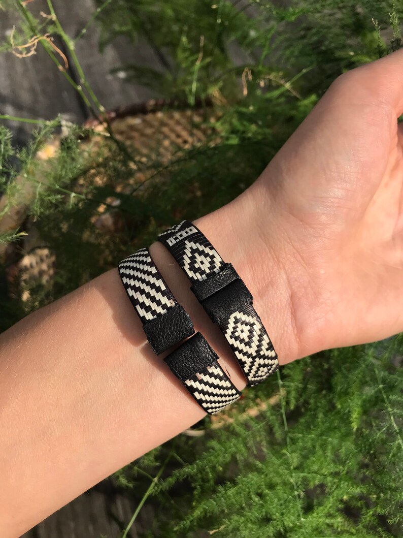 Colombian Cuff Bracelets Ca\u00f1a Flecha Bracelet for Women Hand Woven Bracelet Tribal Jewellery Black White Bracelets for Couples Boho