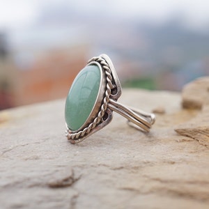 JADE RING oval handmade ring with stone natural stone rings alpaca silver ring green stone ring crystal ring green gem stone image 3
