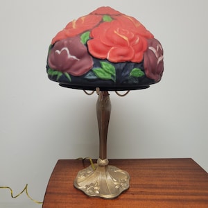 Pairpoint-Style Table Lamp With Puffy Rose Shade, 1998