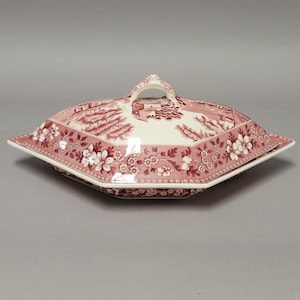 Vintage Copeland Spode "Pink Tower" Covered Vegetable Dish