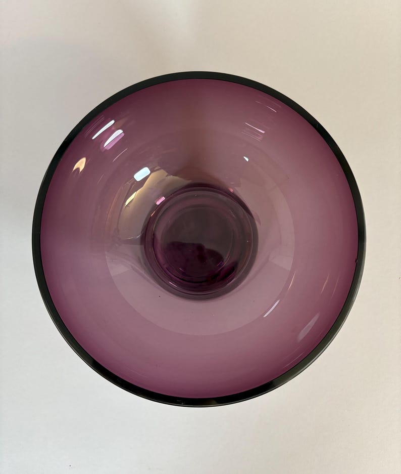 Marquis by Waterford "Tango" Amethyst Art Glass Pedestal Bowl | Purple Crystal Centerpiece image 3