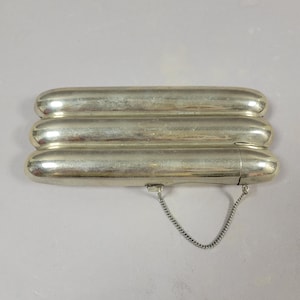 Mid-Century Silver Plate 3 Cigar-Form Flask