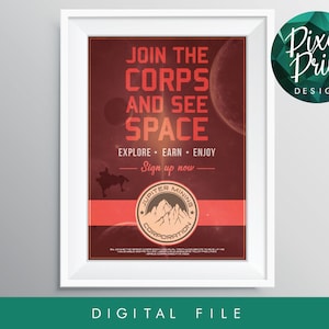 Digital Download Red Dwarf inspired Space Corps Print Poster A3