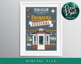 Descarga digital Gilmore Girls inspiró Founders Firelight Festival Print Poster A3 y 11x14