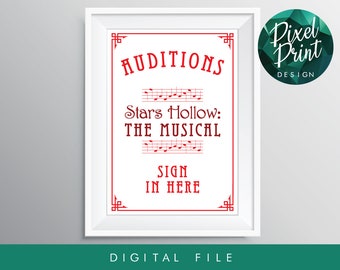 Descarga digital Gilmore Girls inspiró Stars Hollow Muscial Print Poster A3