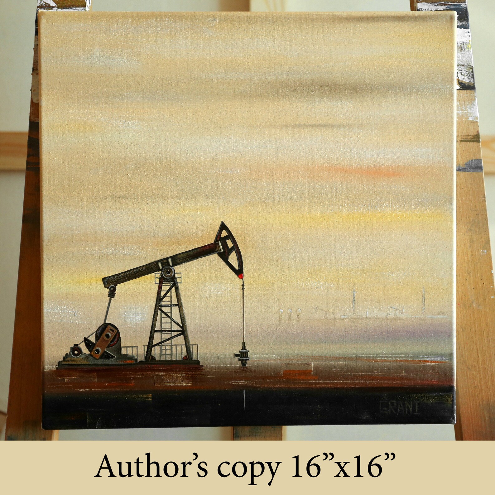 Oil Painting on Canvas CUSTOM SIZE Pumpjack Industry Texas Oil Etsy
