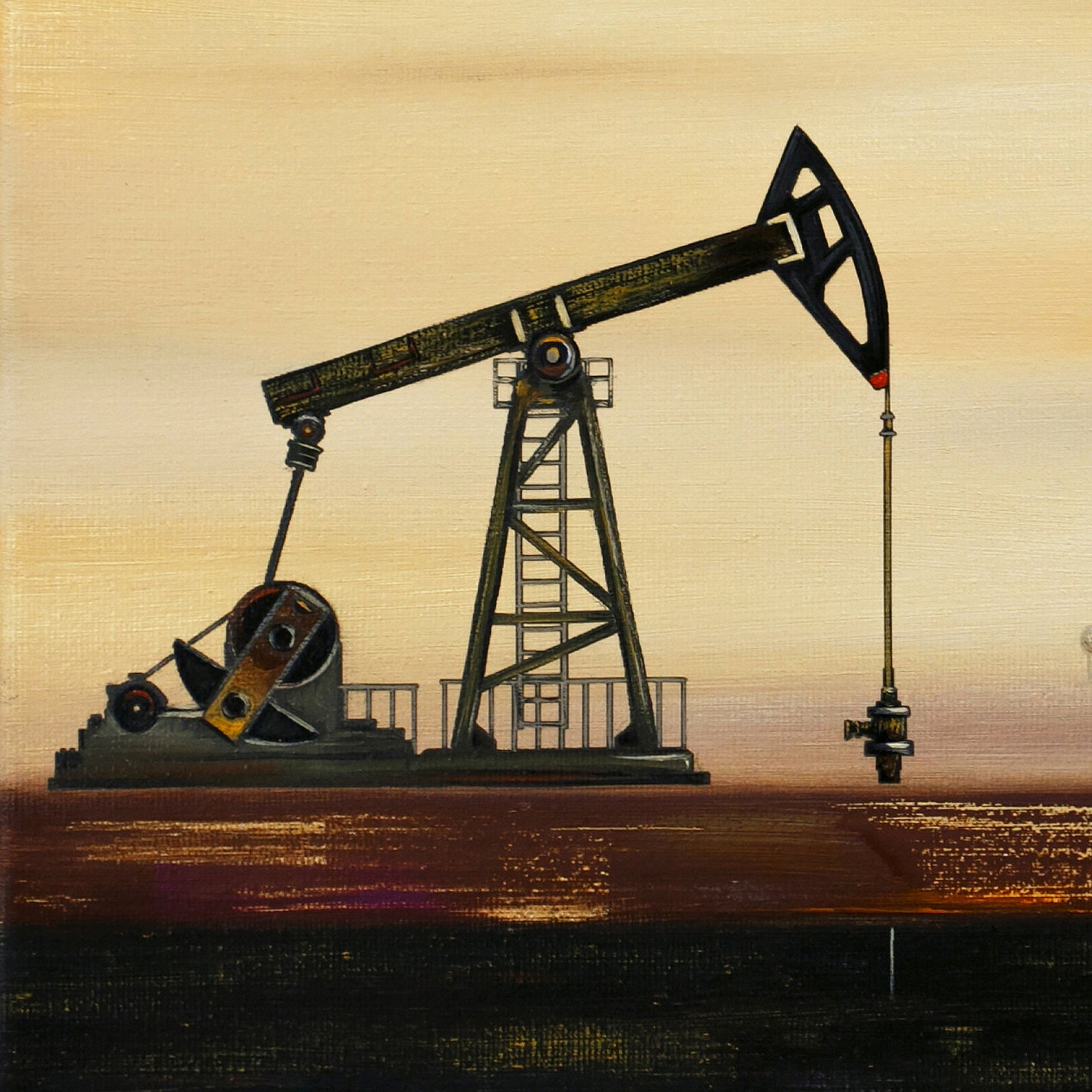 Oil Painting on Canvas CUSTOM SIZE Pumpjack Industry Texas Oil Etsy