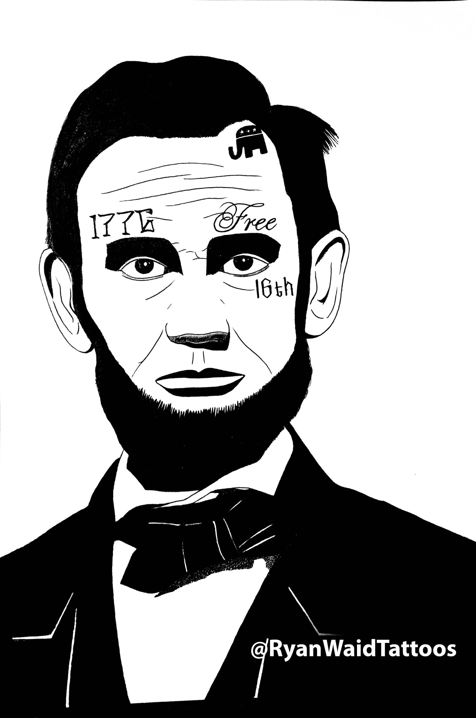 Abraham Lincoln Face Tattoos Sticker | Etsy