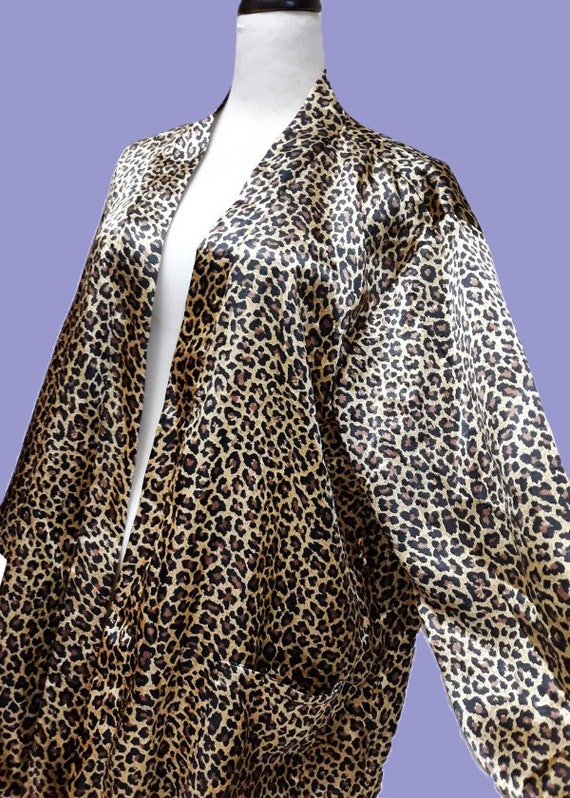 Little Fiber VINTAGE ! 90s satin leopard long robe