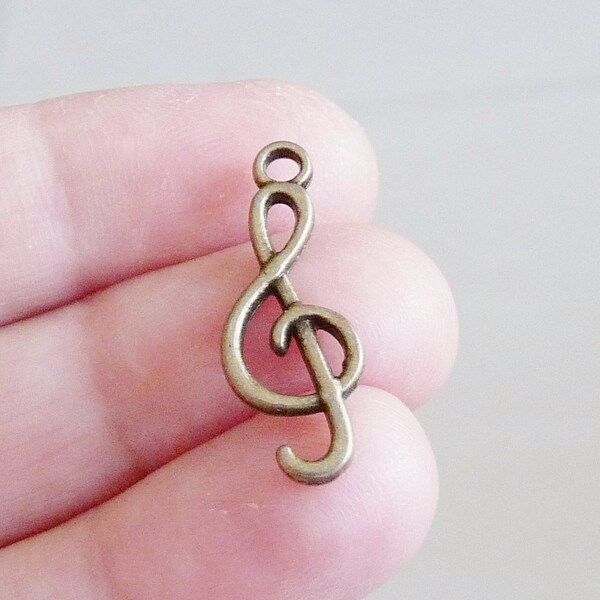 Bronze Treble Clef Charm, Musical Charm, Zipper Pull, Purse Charm, Personalized Gift, Custom Gift, Band Charm, Orchestra Charm, Music Charm