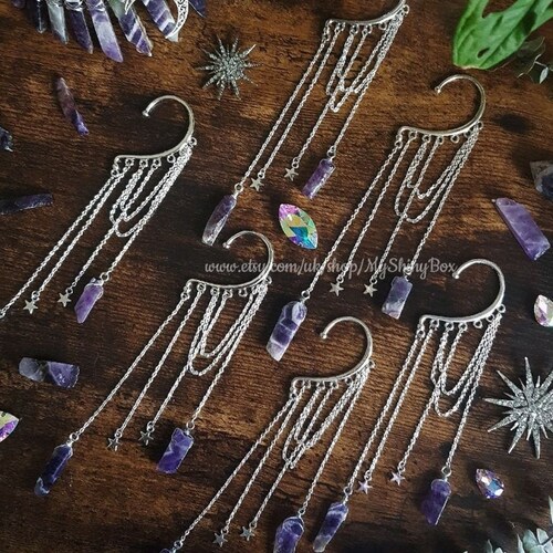 Amethyst Quartz Crystal Ear Wrap Cuff No Piercing Earring Etsy