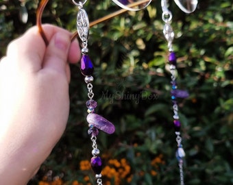 Amethyst Pentagram Glasses Chain, Gothic Eyeglass strap, Dark fantasy witchy eyewear Holder