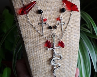 Collier Gothique Ras De Cou Noir Avec Camée Méduse - Création Artisanale Française Carla Création