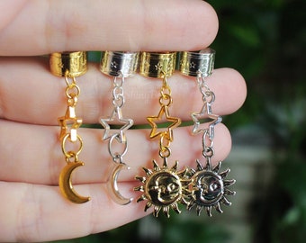 Celestial cartilage ear cuff, Moon or Sun Charm No Piercing earring, Cosmic ear wrap