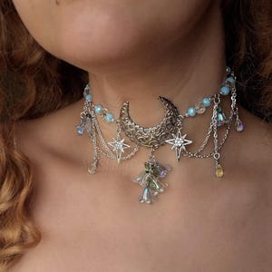 【fa.er.ie】 faerie cubic charm choker ♥2Color Dainty Silver Crystal Choker, Sapphire Crystal Choker, Blue