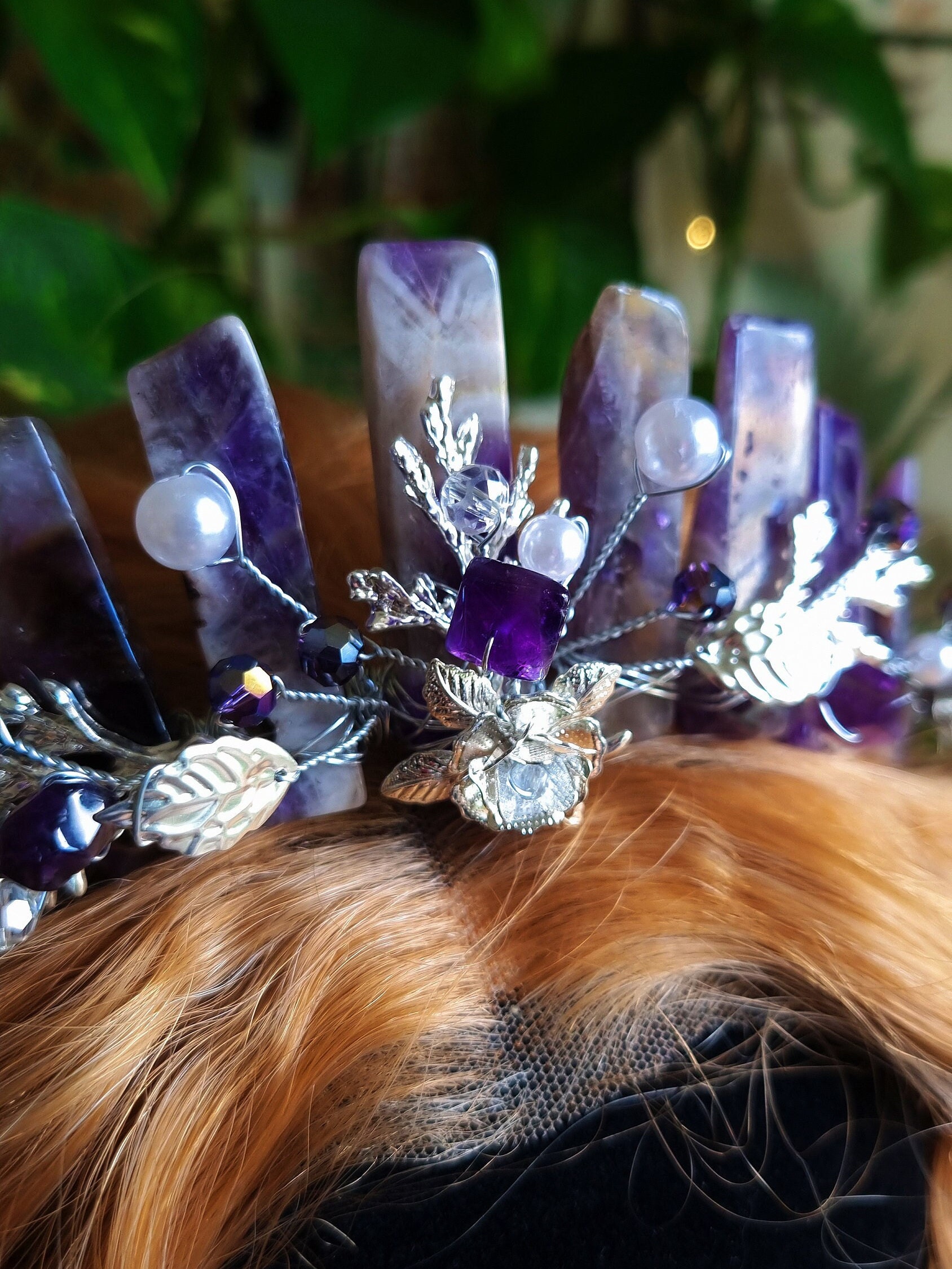 Gold Tiara with Amethyst Purple Crystals - Elegant Women\'s Headpiece Lavender Crystal Tiara: Gold Princess Queen Crown Headpiece  main image 3