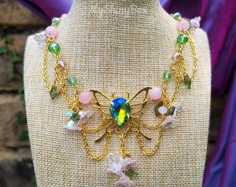 Fairy butterfly choker necklace, Whimsical floral Fairycore jewellery