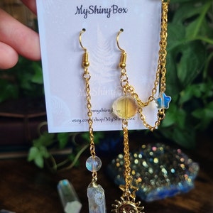 Misty Valley Aura Quartz Handcrafted 18 Carat Gold-plated Earrings